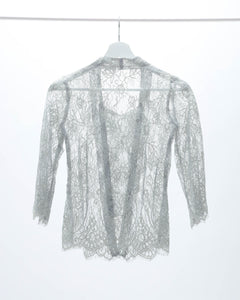 Lace kebaya top in silver