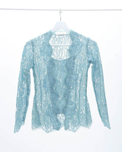 Lace kebaya top in duck egg