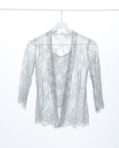 Lace kebaya top in silver