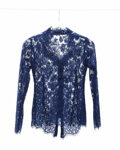 Lace kebaya top in navy