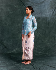 Lace kebaya top in duck egg