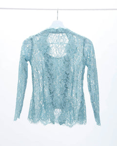 Lace kebaya top in duck egg